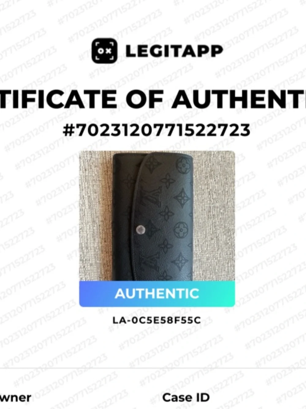 Louis Vuitton includes coa